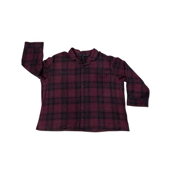 SKIMS Women’s Sz 4X Flannel Fleece Plaid Button Up Sleep Lounge Shirt Pajama Top - Picture 1 of 10